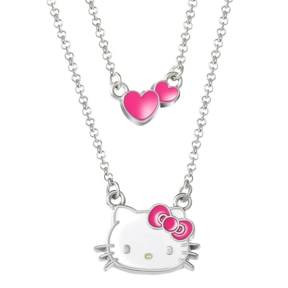 Sanrio Other - Sanrio Girl's/Tween Hello Kitty Silver-Tone Enamel Hearts Double Necklace